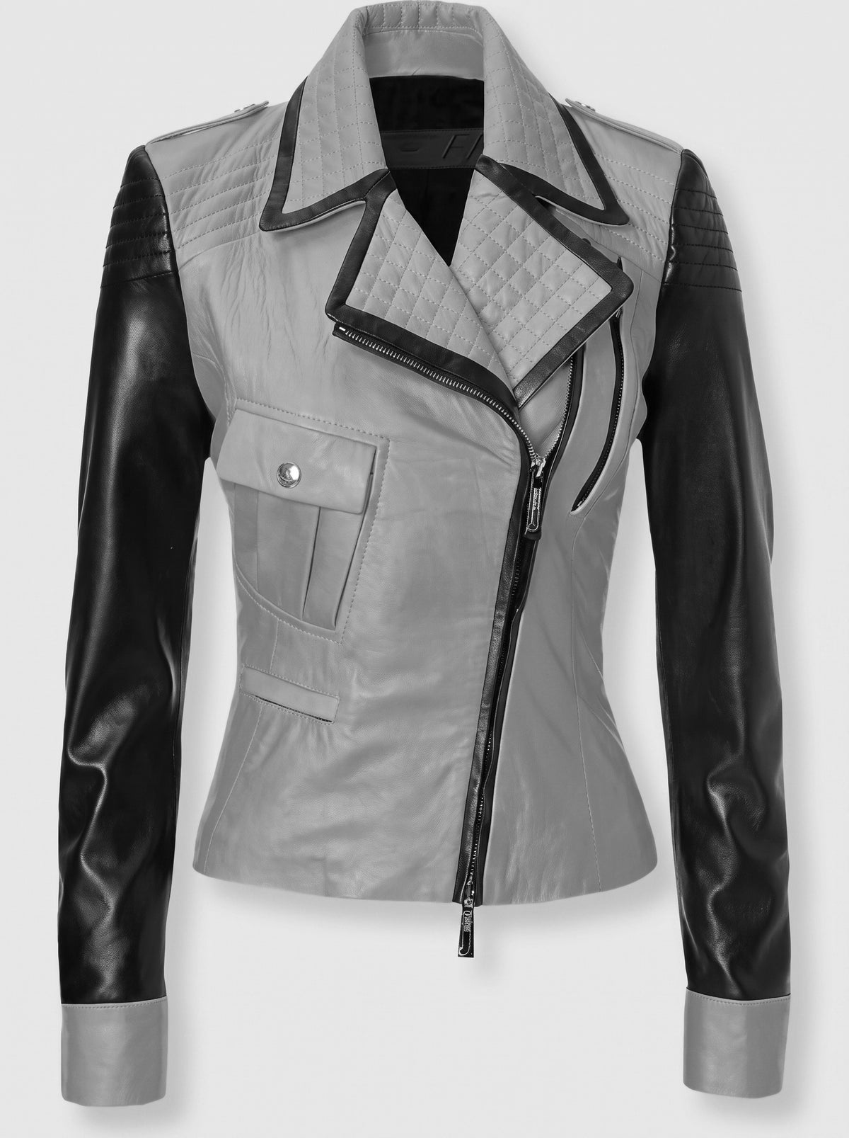 Luxury Yellow & Black Genuine Leather Jacket for Women
