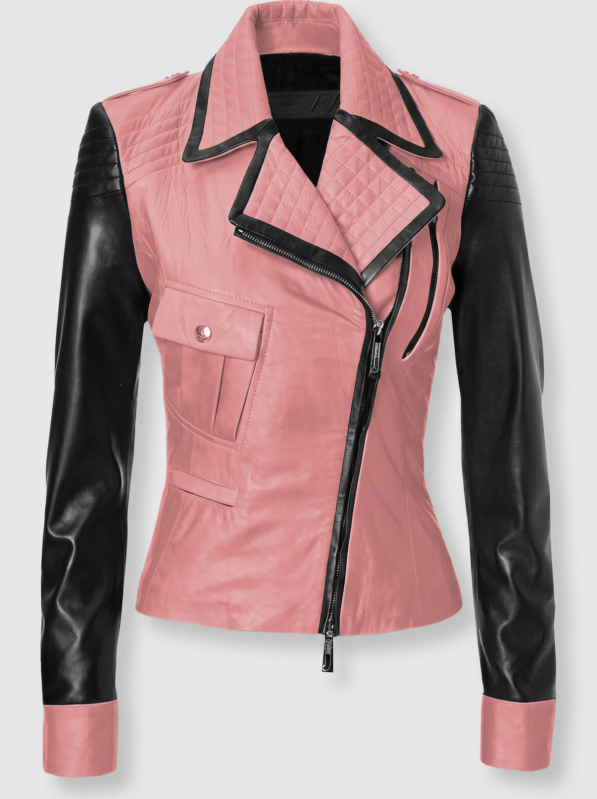 Luxury Yellow & Black Genuine Leather Jacket for Women