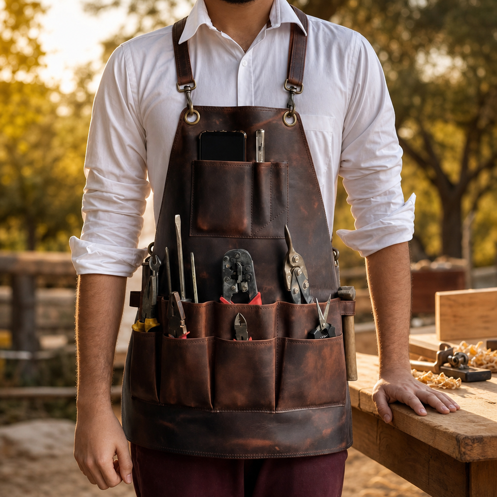 Craftsman Leather Tool Apron - Brown, outdoor look