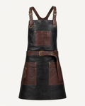 Artisan Leather Work Apron - Black with brown straps