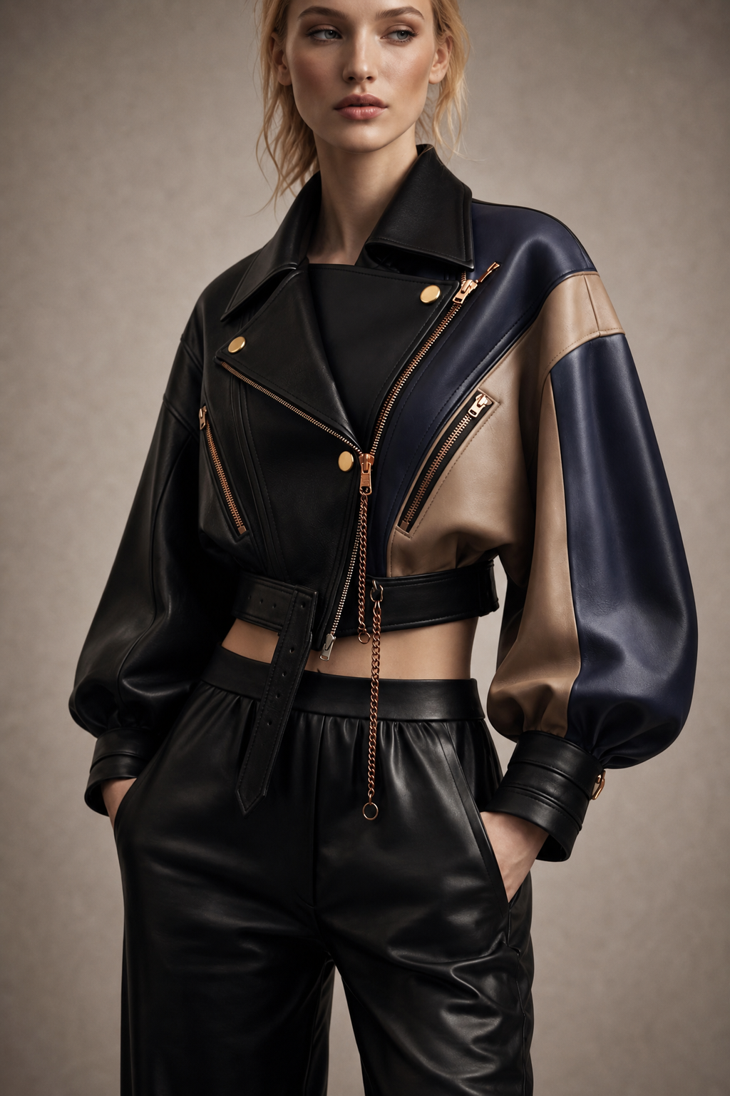 Leathers Sloane Colorblock Leather Jacket | Genuine Leather