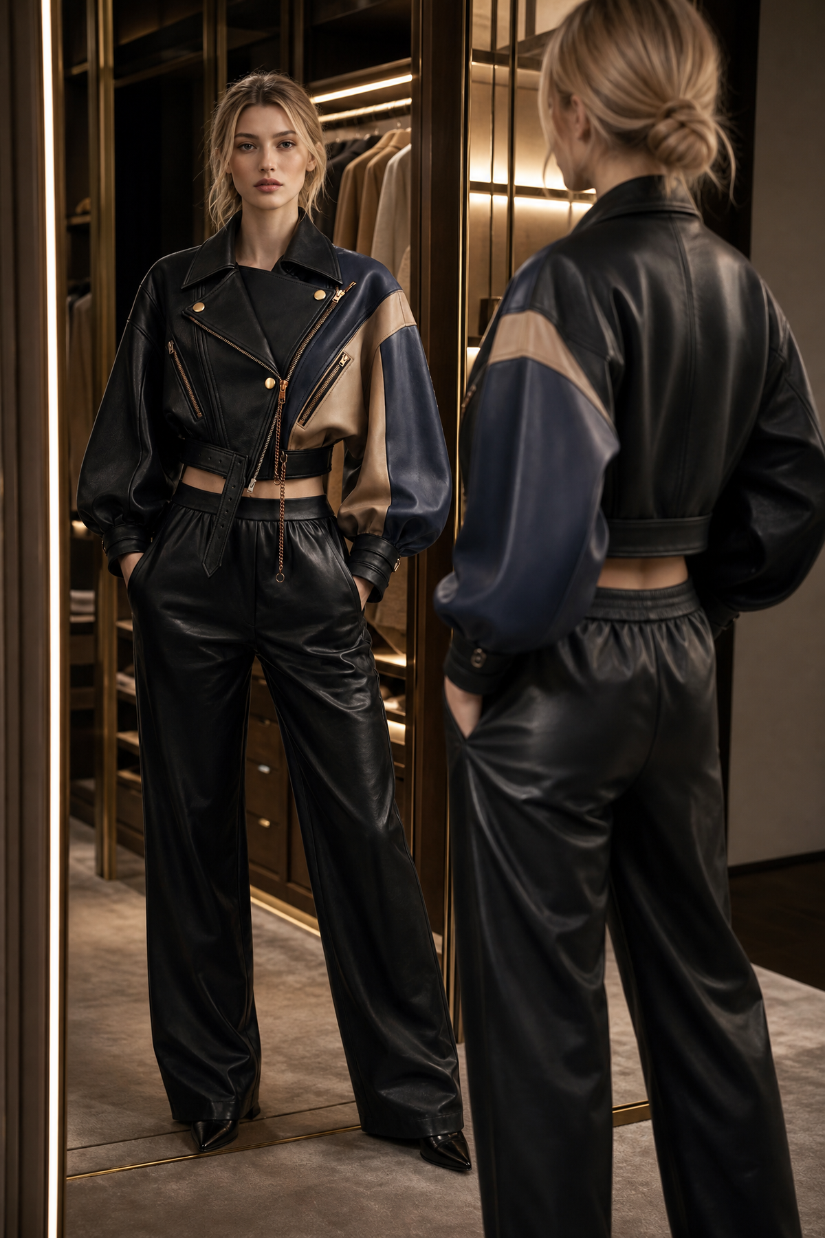 Leathers Sloane Colorblock Leather Jacket | Genuine Leather 04