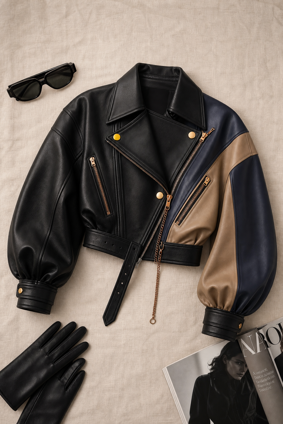 Leathers Sloane Colorblock Leather Jacket | Genuine Leather 05