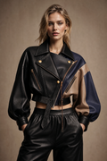 Leathers Sloane Colorblock Leather Jacket | Genuine Leather 06