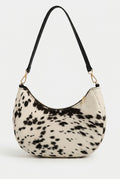 Luna Hair-On Leather Crescent Shoulder Bag - Black & White