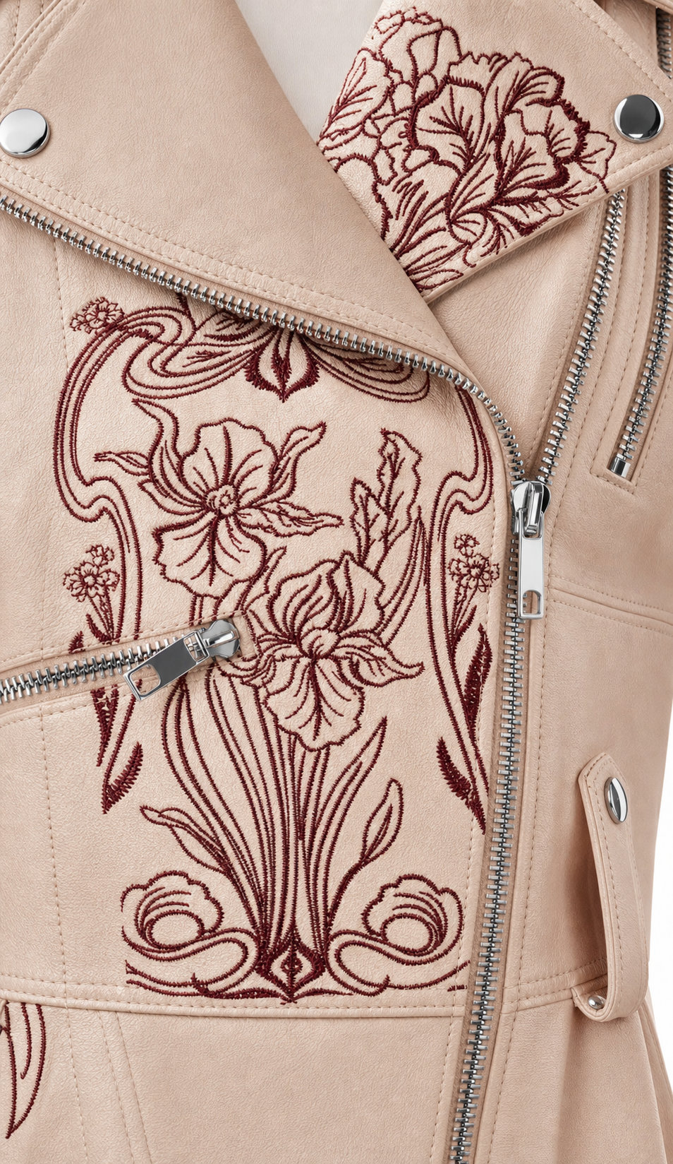 Luxury Ladies Leather Jacket with Embroidery | Genuine Leather 2