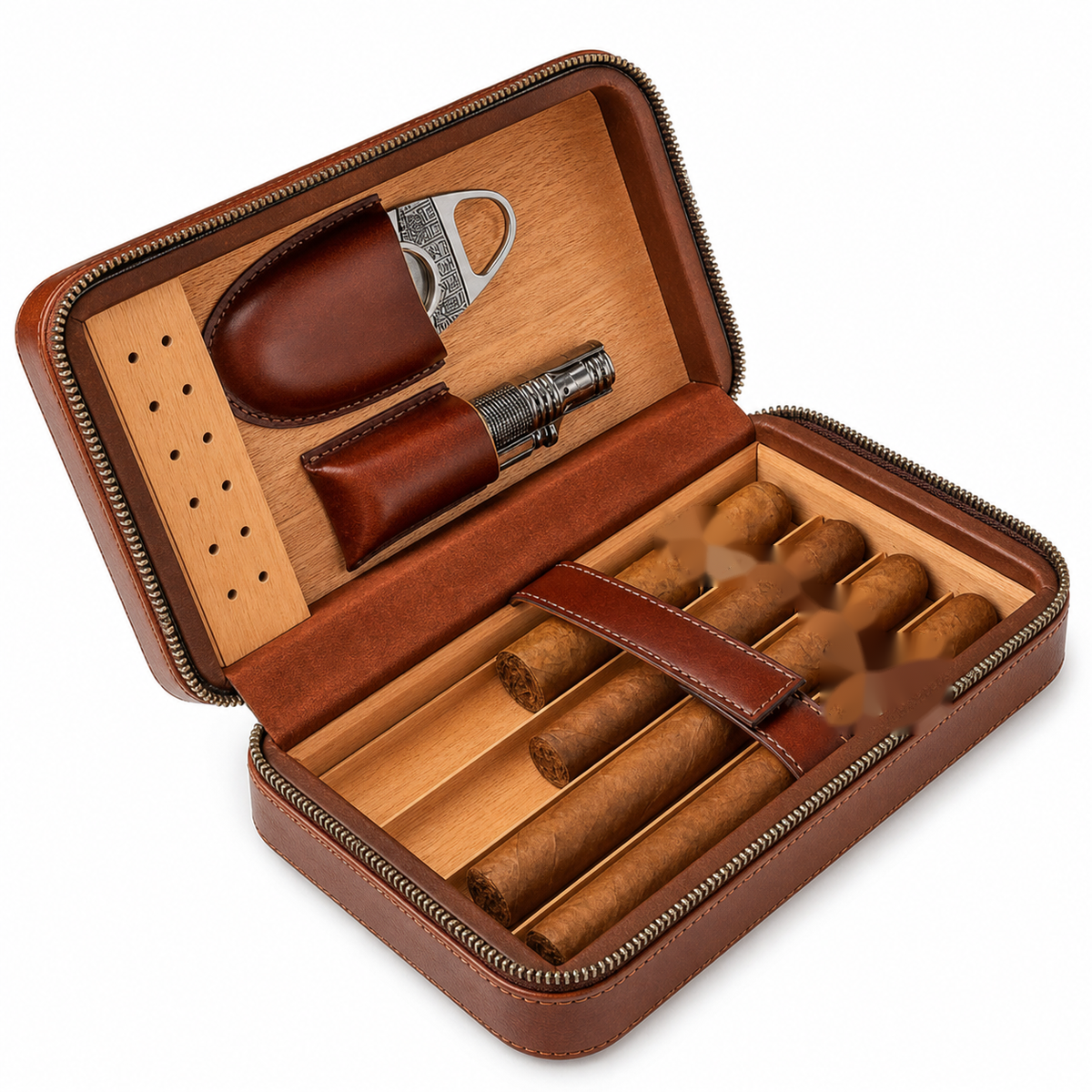 Monarch Leather Travel Cigar Case - Side view