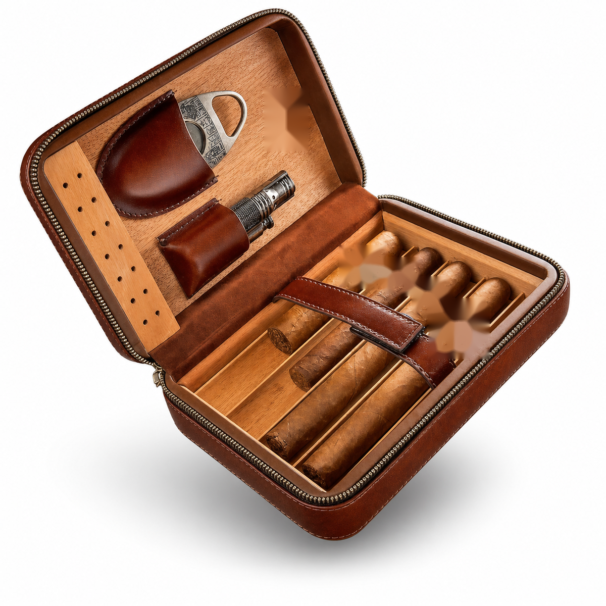 Monarch Leather Travel Cigar Case - Angled view