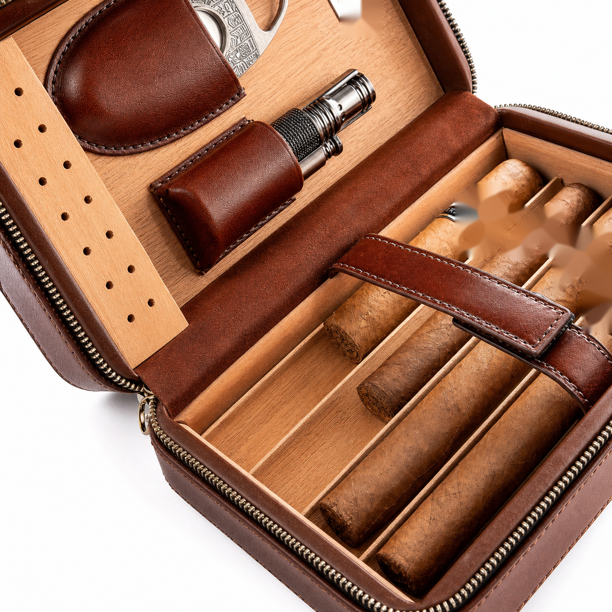Monarch Leather Travel Cigar Case - Interior detail