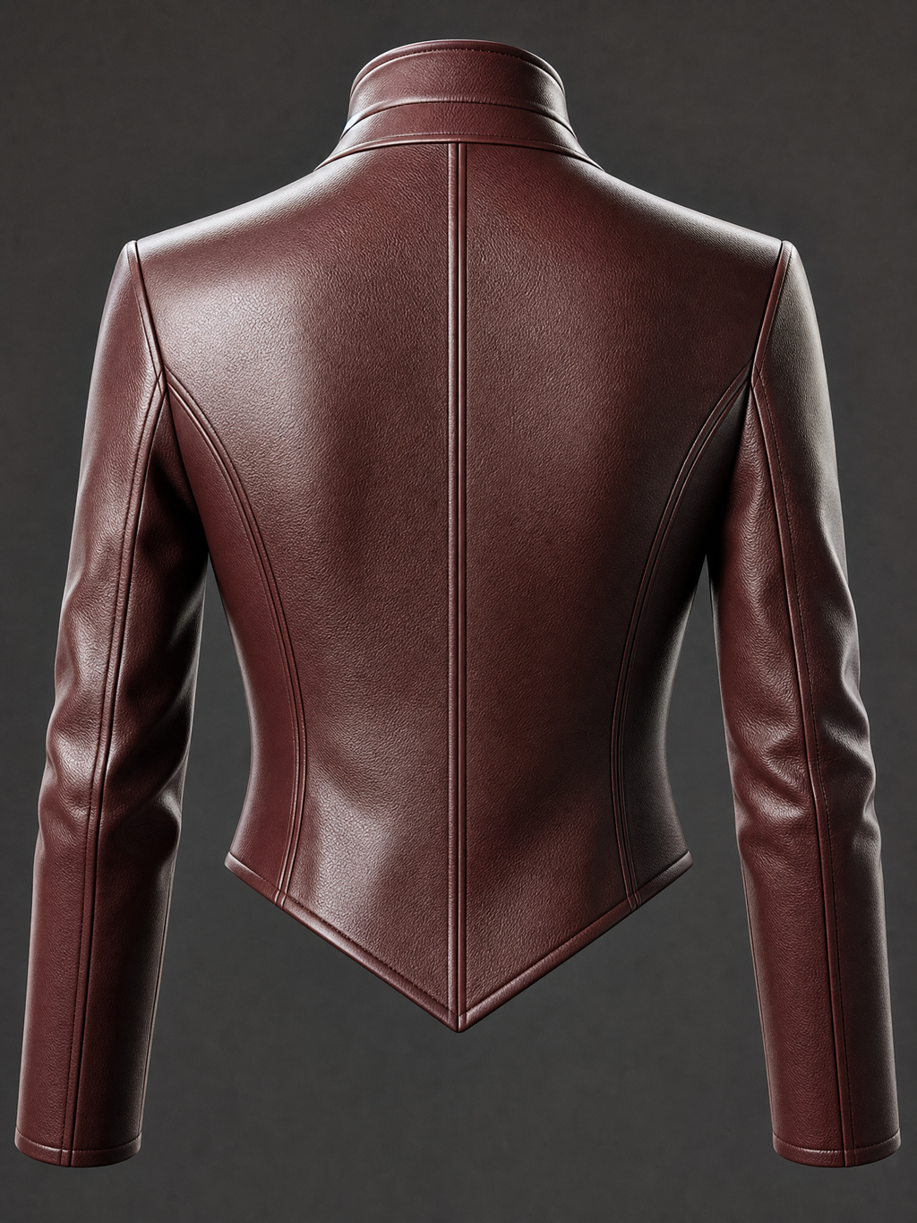 Valentina Burgundy Leather Wrap Collar Jacket | Genuine Leather 03