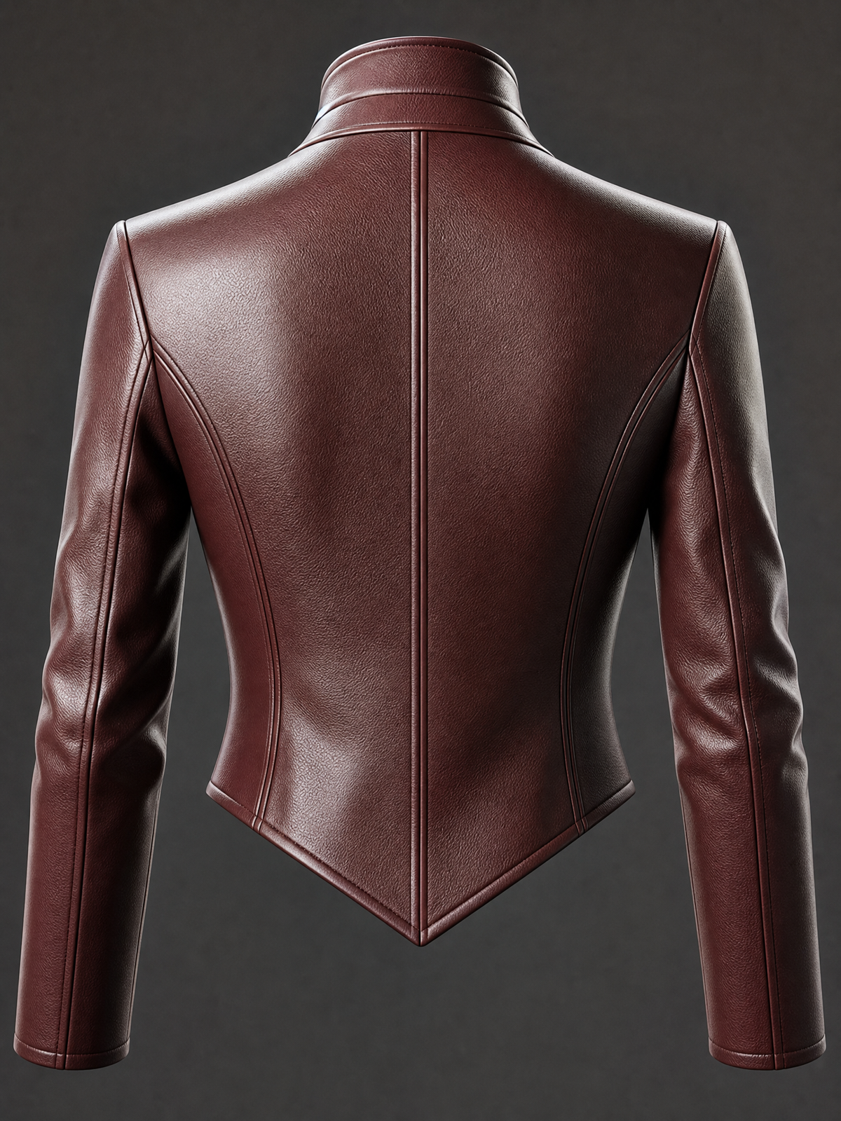 Valentina Burgundy Leather Wrap Collar Jacket | Genuine Leather 03